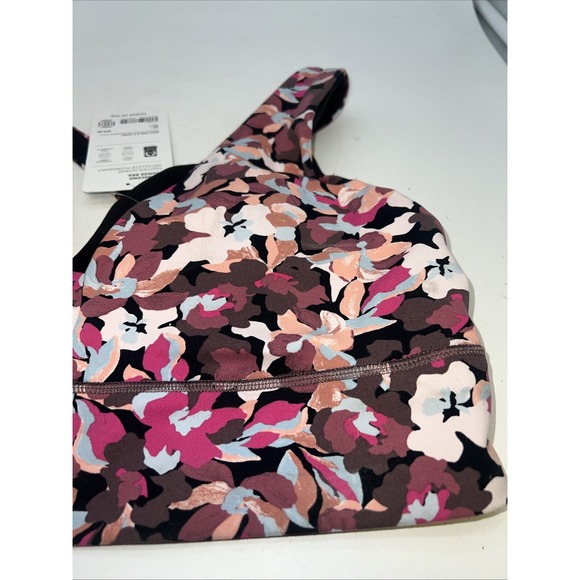 Athleta Plunge Sports Bra Women's Large Flowers Padded Cup Pullover - Picture 2 of 5